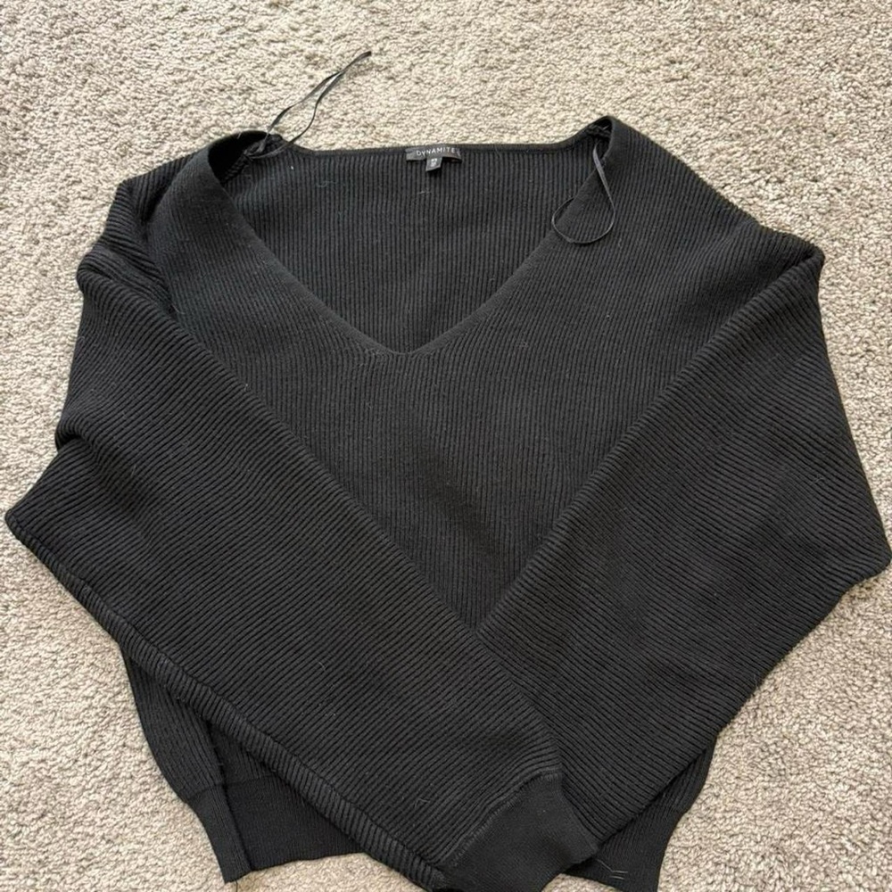 Dynamite Black V-Neck Sweater for Women